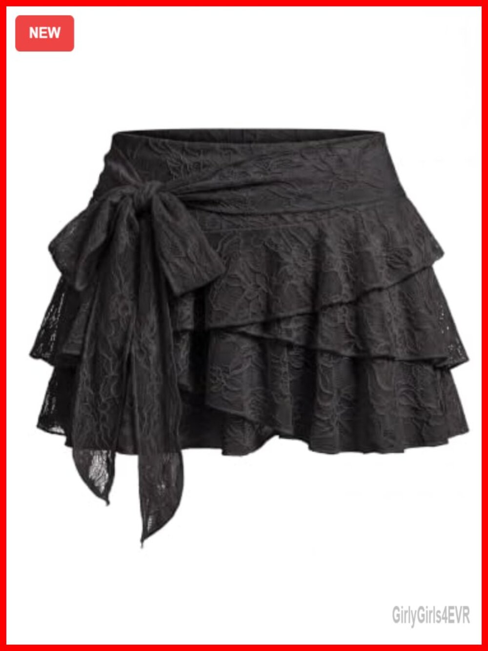 Ruffle Lace Mini Skort Asymmetrical Tiered Y2K Built-in Shorts